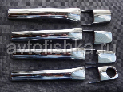 Mitsubishi Pajero 3 (00-07) накладки на ручки дверей хромированные, пластик, комплект 4 шт.